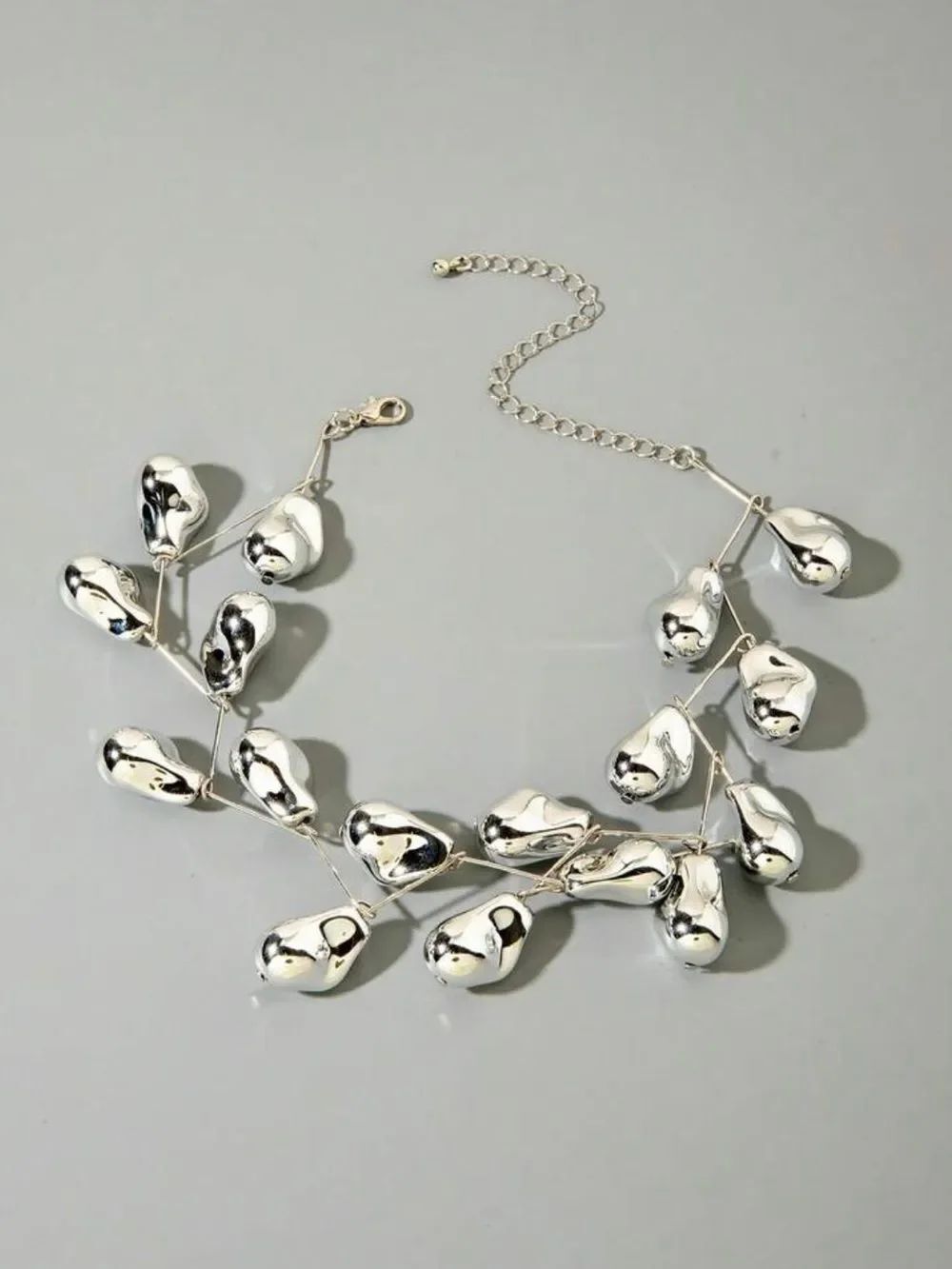 Silver Drop Statement Necklace R662 - Picture 2 of 4